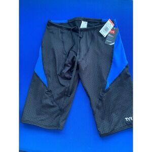 TYR Durafast Elite Men's Jammer Swim Suit Black Blue Hex Size 34 New